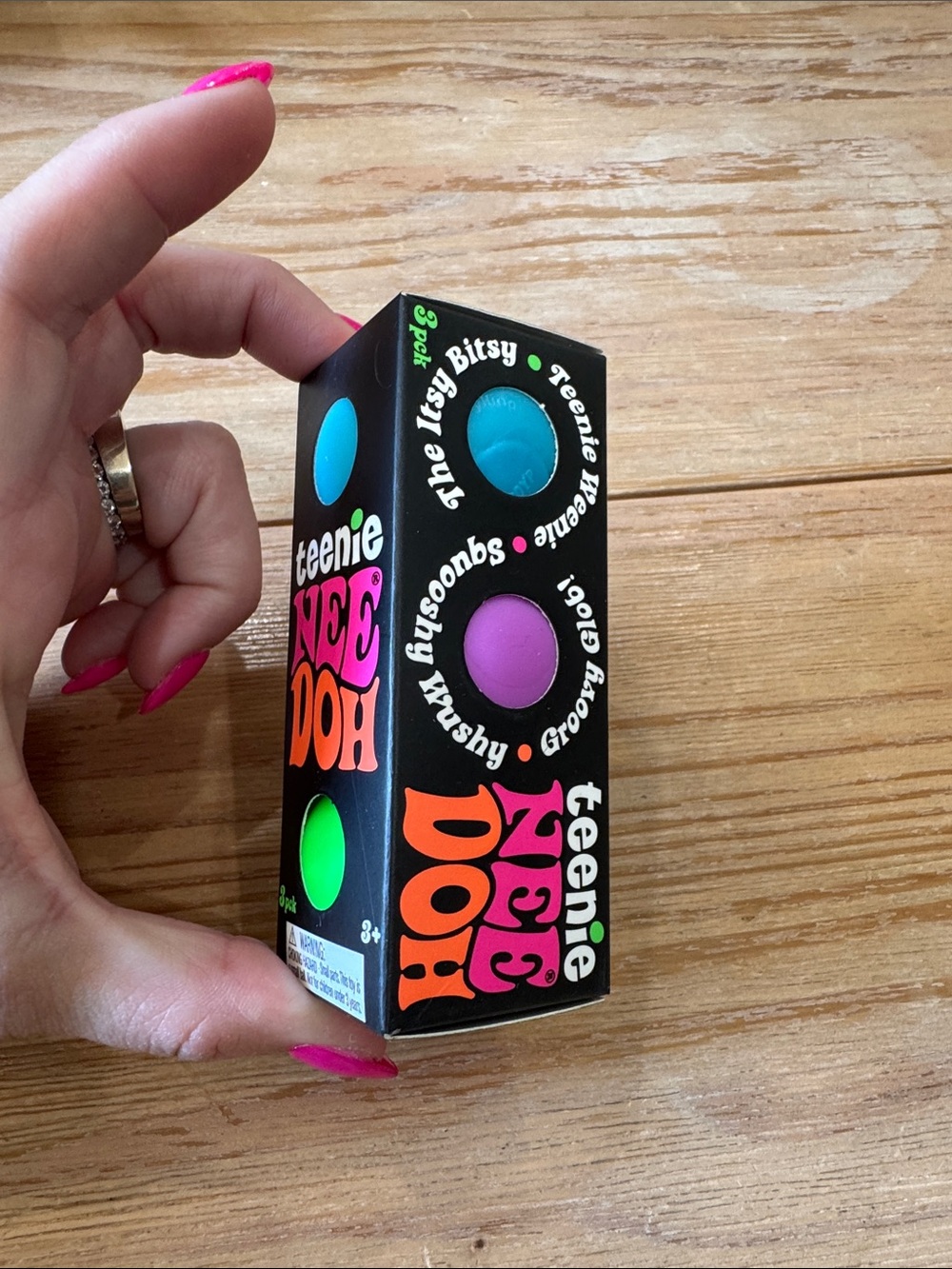 Teenie Nee Doh Neon Squishy Stress Toys - Blue, purple and green